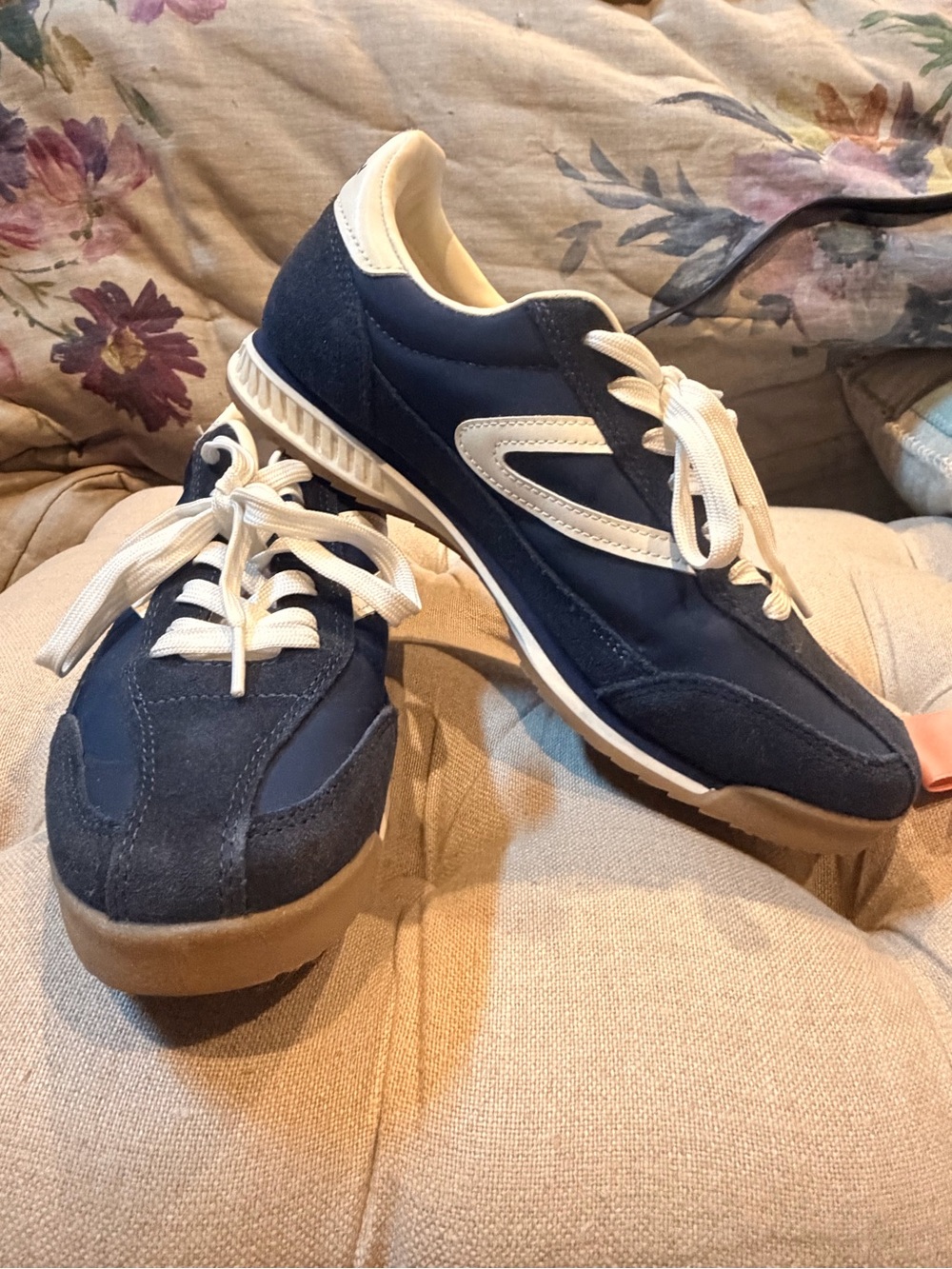Women’s Navy and White Retro Running Sneakers - Casual Athletic Style